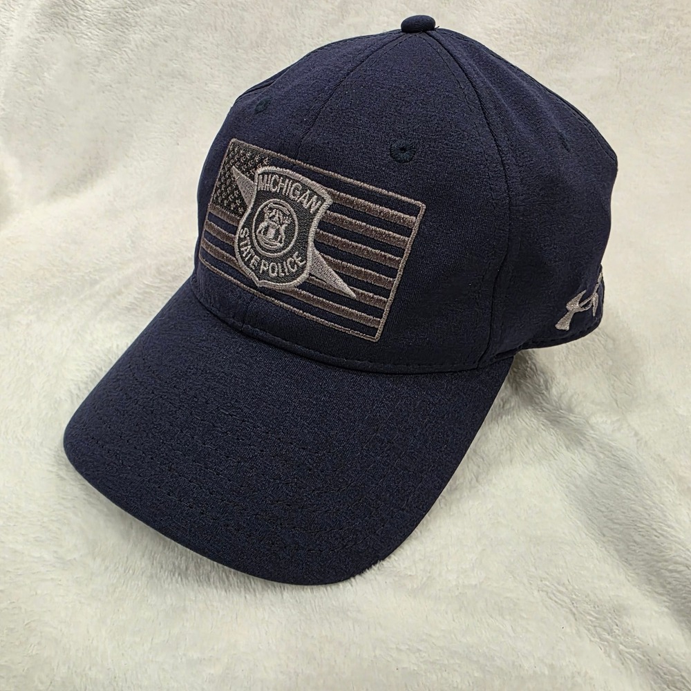 Under Armour Michigan State Police Hat Cap OSFA Navy Blue Embroidered Flag LEO